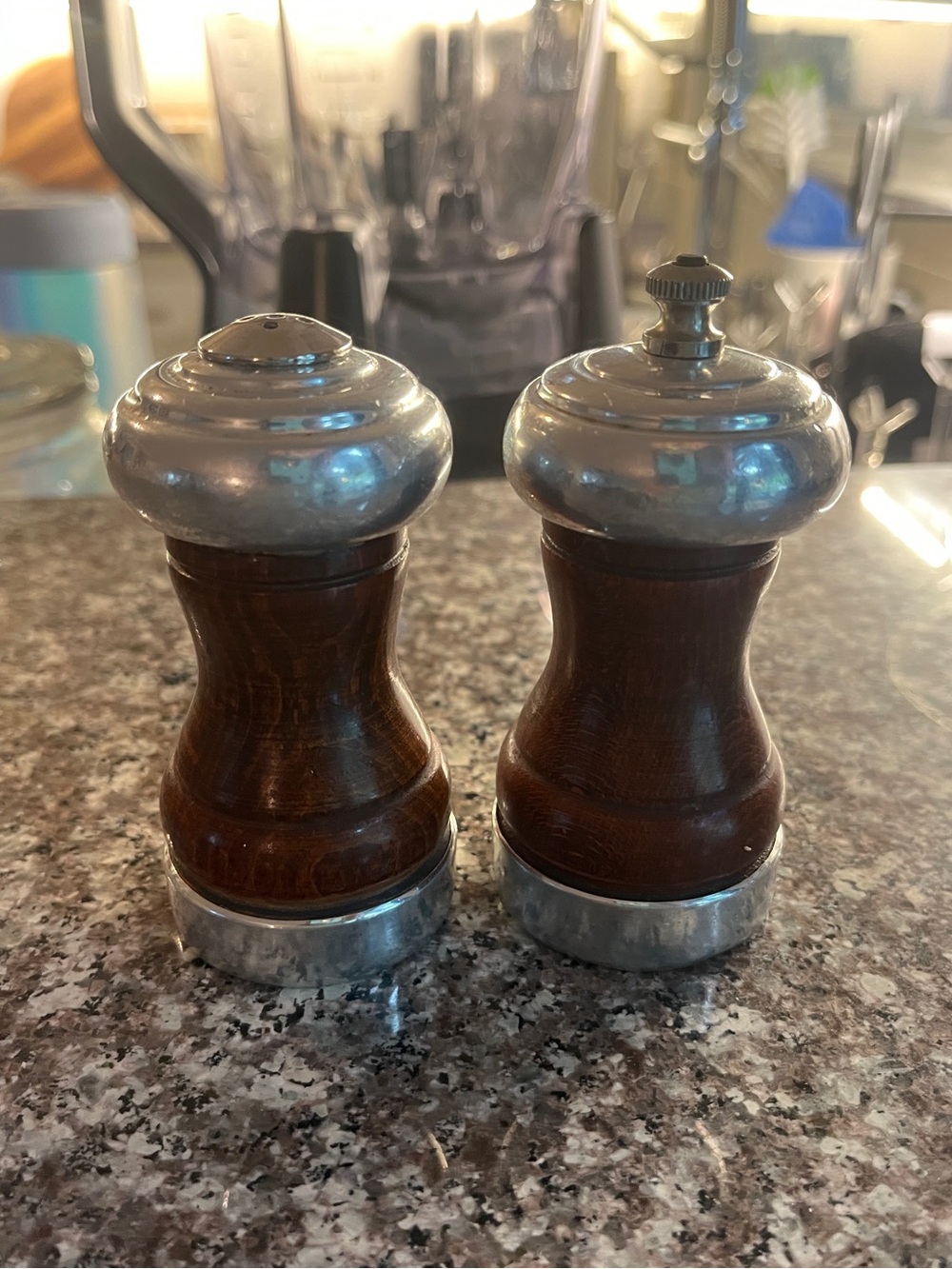 Leeds Engineering Wood & Pewter Salt & Pepper Mill Set